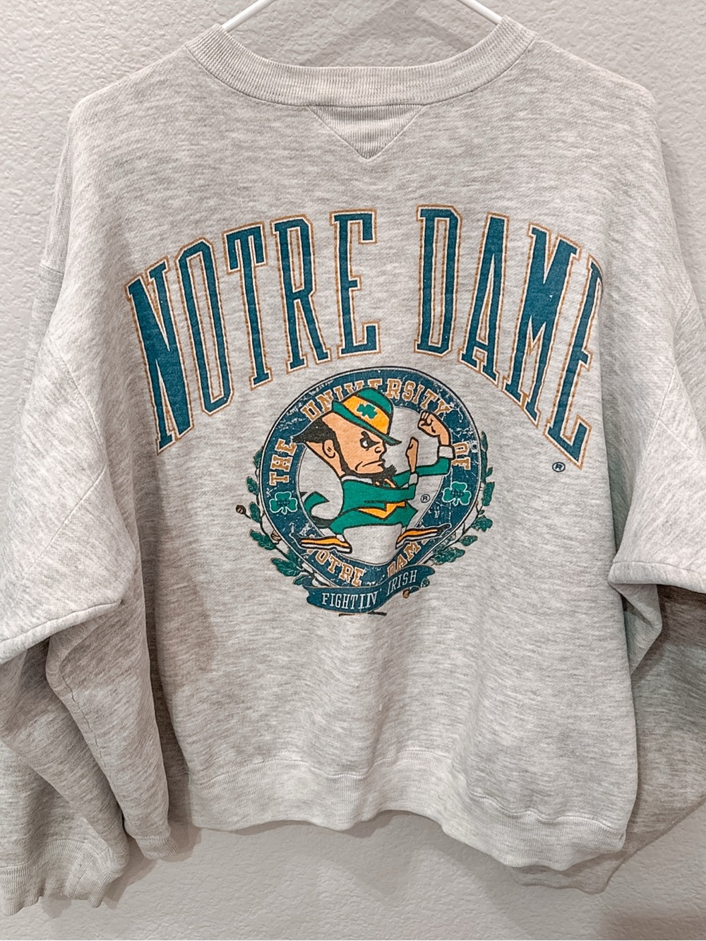 Vintage Notre Dame Grey Crewneck Sweatshirt   70s 80s Fightin Irish XL/XXL